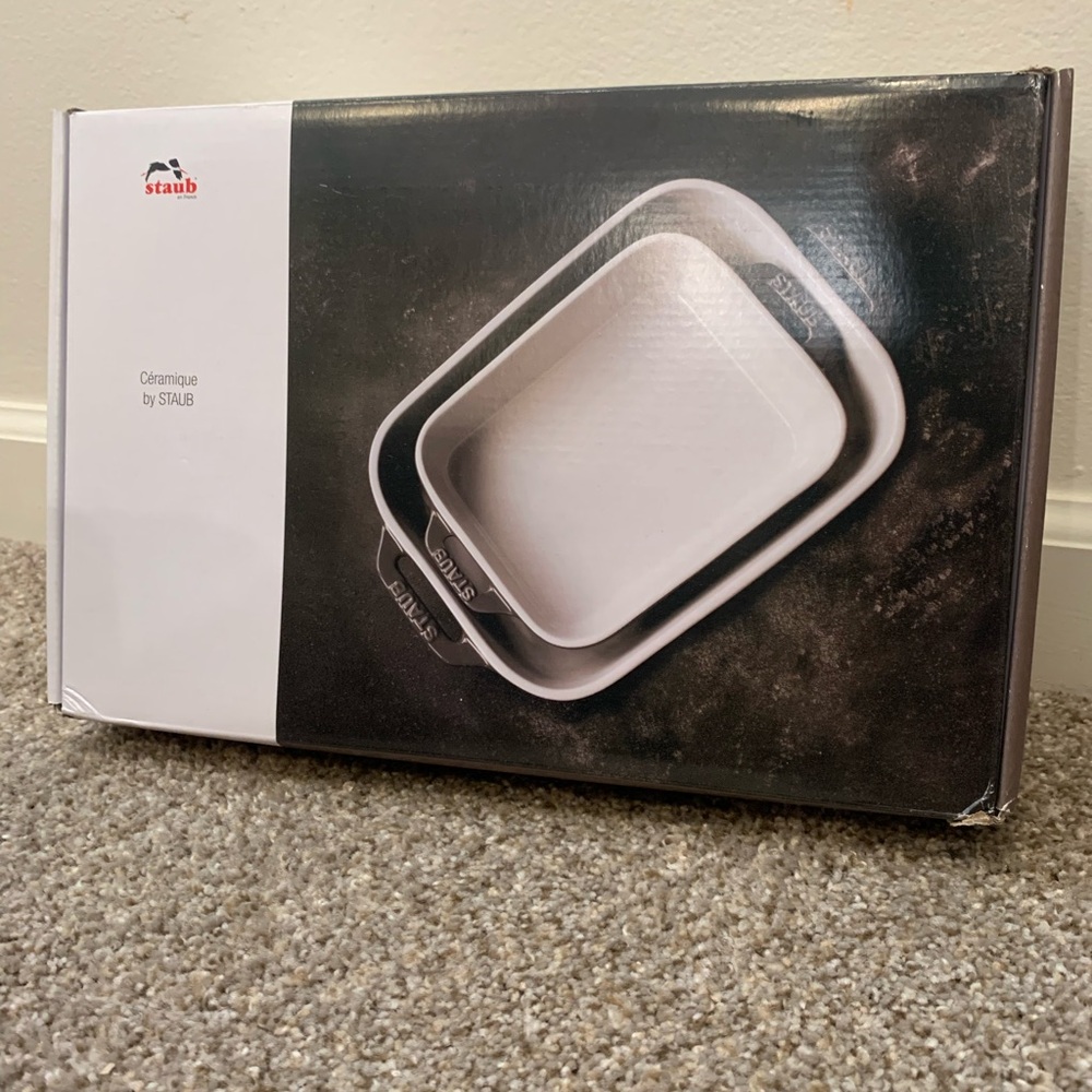 New Staub White Ceramic Baking Dish Duo